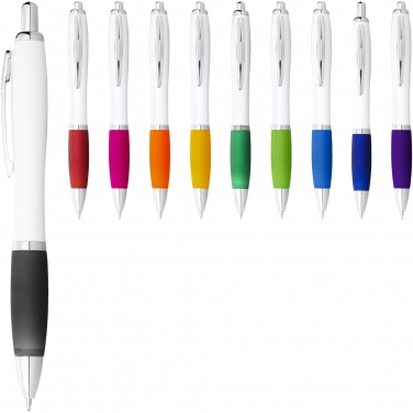 Logo trade promotional items picture of: Nash ballpoint pen with white barrel and coloured grip